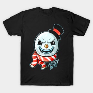 Evil Snowman Froze Bite Zylinder Fangs Halloween T-Shirt